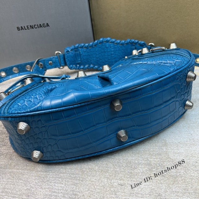 Balenciaga專櫃爆款Le Cagole半月牙腋下包餃子包 巴黎世家經典大號爆裂黑鱷金機車包 fyj1092